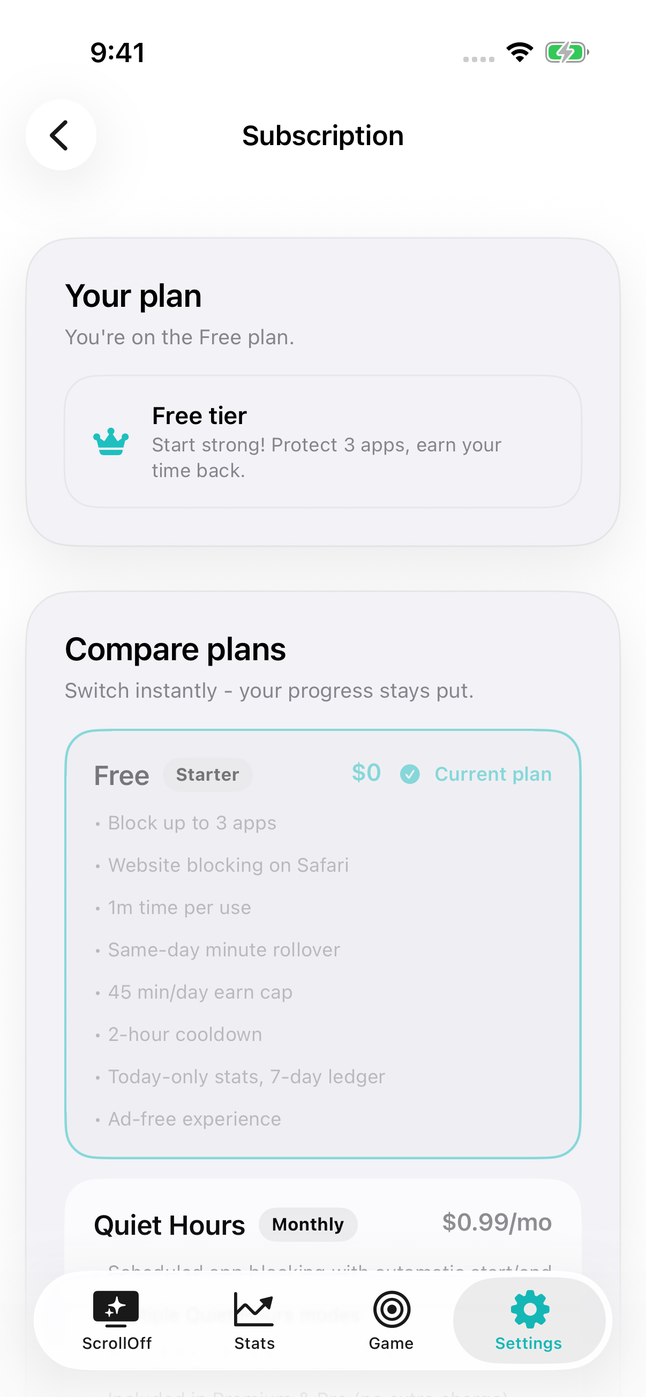 iOS Plans and Add-ons