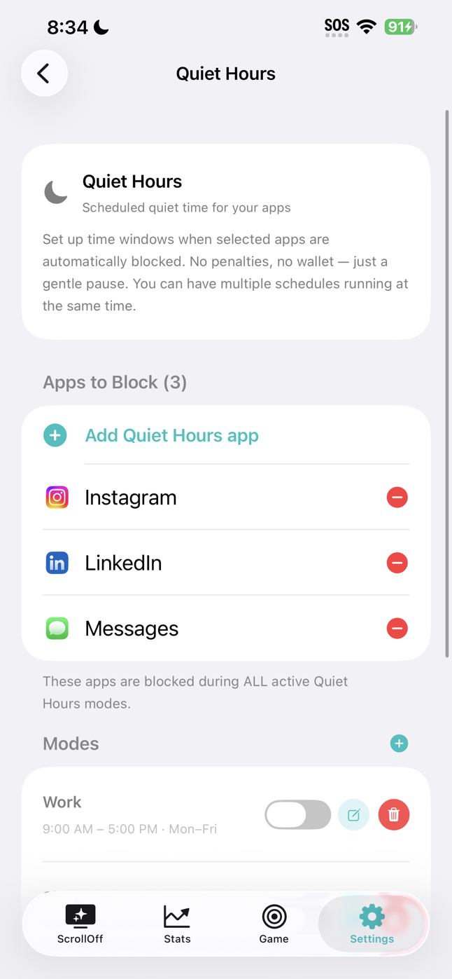 Quiet Hours Scheduling