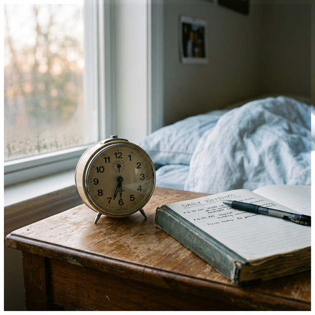 Alarm clock representing time management and consistent routines