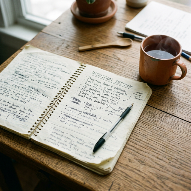 Notebook with handwritten notes representing intentional planning